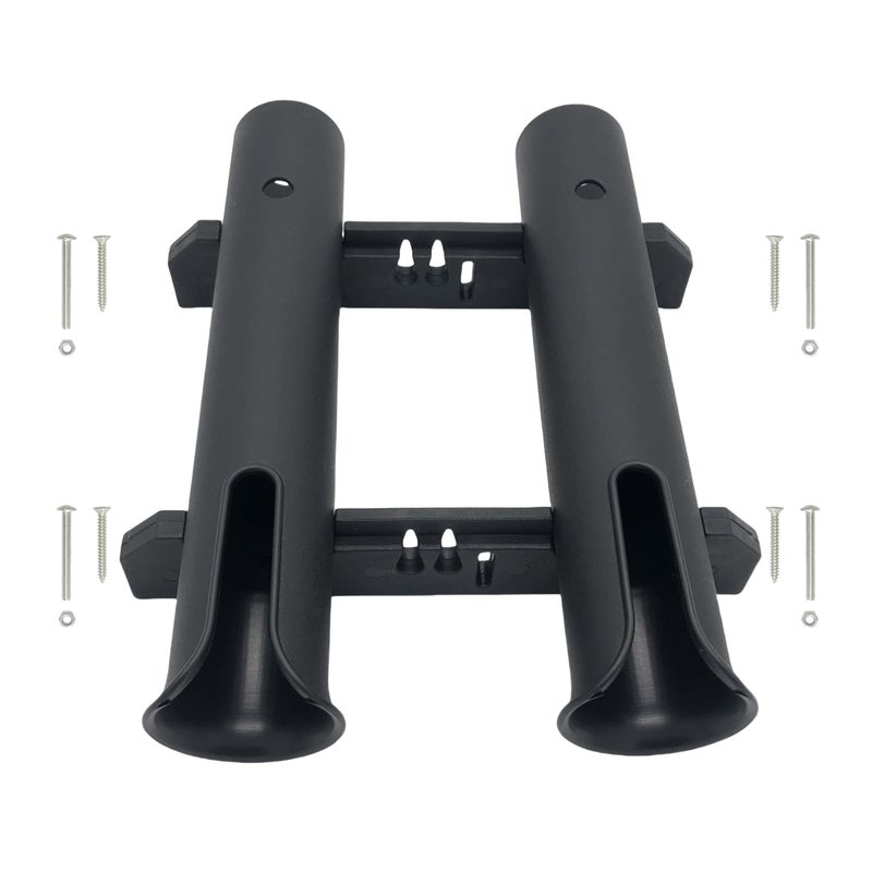 HiUmi Wall Mounted Fishing Rod Holders Tubes Links Fishing Rod Holder Rack Rests (2-Pole-Black) - Image 1